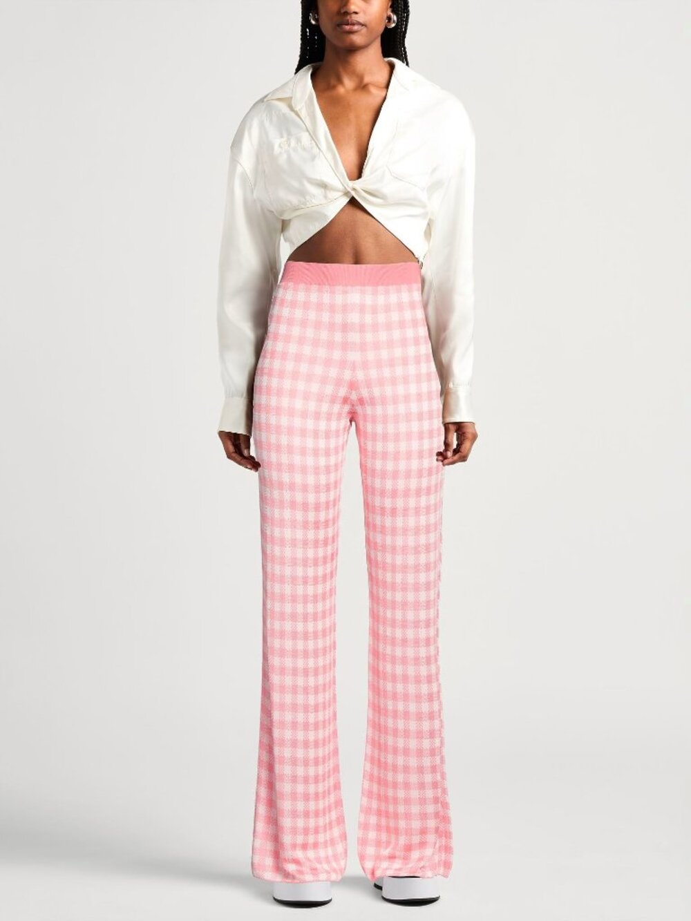 MSGM women Pink Plaid Casual Pant